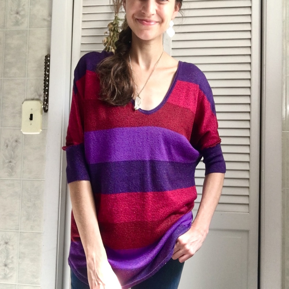 {Express} Color Block Backside Button Down Sweater - Picture 3 of 8